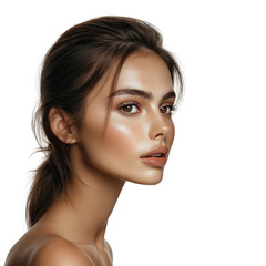 Obraz premium Portrait of a Young Woman with Natural Beauty and Radiant Skini, deal for concepts such as skincare, beauty, and healthy living.