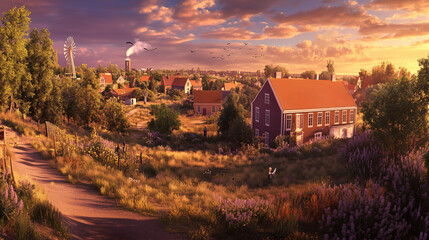 sunset over the river