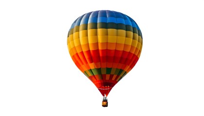 Fototapeta premium Vibrant hot-air balloon isolated on white background for creative design projects and travel-themed visual content