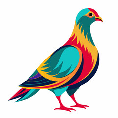 a dramatic silhouette artwork of a colorful pigeon.