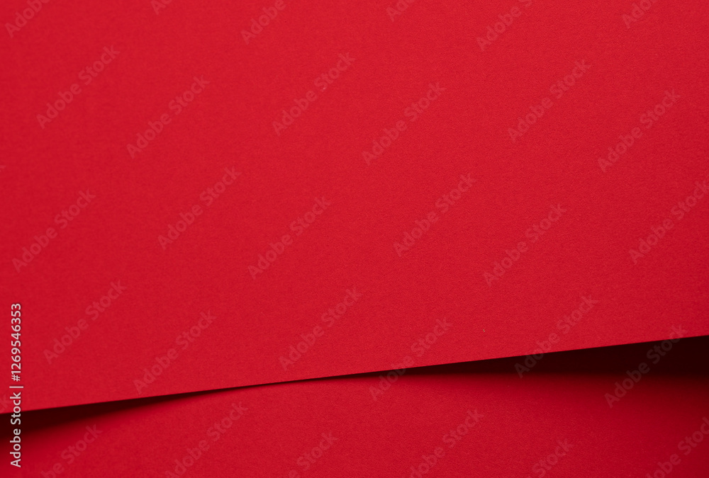 Poster Bold scarlet red paper background with a deep matte texture and overlapping folds. Vibrant crimson and cherry tones create an elegant, minimal, and abstract composition with clean geometric lines and