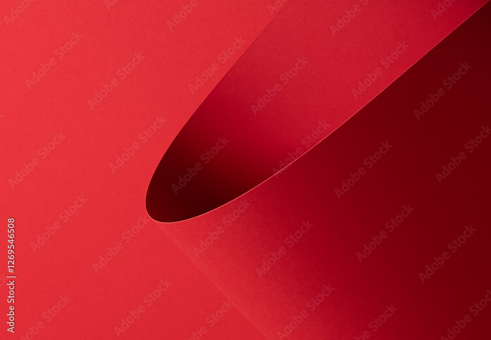 Poster Bold scarlet red paper background with a deep matte texture and wavy edges. Vibrant crimson and cherry tones create an elegant, minimal, and abstract design with overlapping folds and subtle shadows.