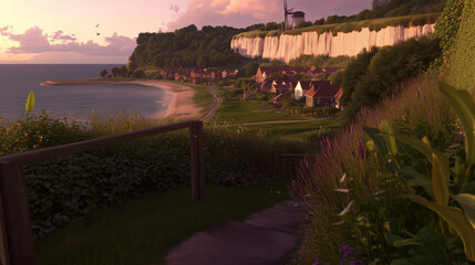 Fototapeta premium sunset over the river