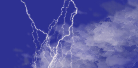 Blue lightning strike during an electrical storm. Lightning on the sky with stormy clouds. Cloudy, with a no-nonsense blue Rabbitohs. Thunderstorm and blue cloudy sky. Changing conditions. 