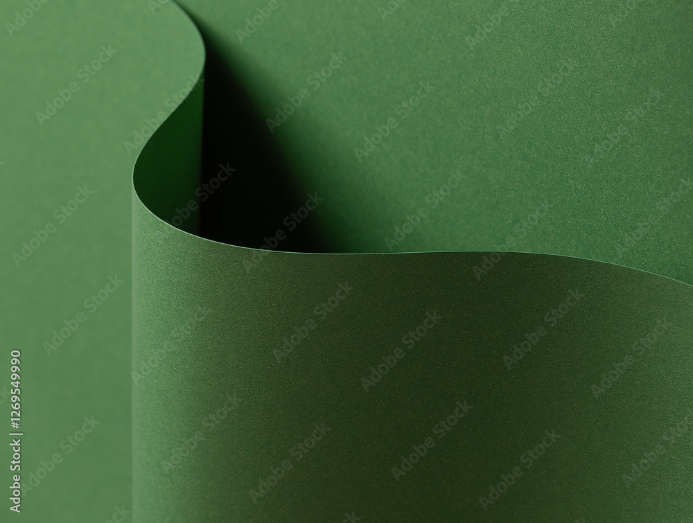 Leinwandbilder deep forest green paper background with a smooth matte texture and layered, wavy folds. rich moss an