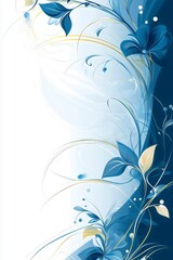 delicate blue floral swirl on white background