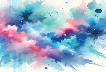 Abstract Serene Sky and Ocean Wash with Fluid Gradient Blends and Artistic Watercolor Texture.