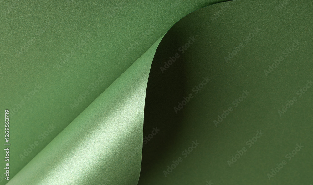 Poster Emerald green paper background with a pearlescent, glossy texture and shimmering wavy edges. Deep forest and sage tones create an elegant, luxurious, and sophisticated abstract design.
