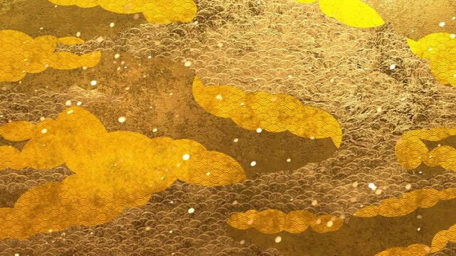 金色に輝く蒔絵風背景画アニメーション