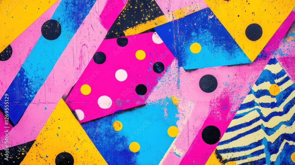 Poster abstract colorful geometric wall art with dots