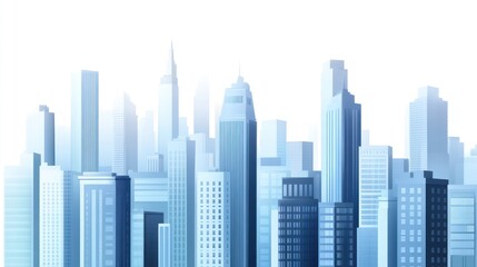 Modern city skyline, urban landscape, business district, hazy day, background for presentations
