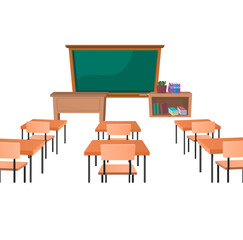 classroom with school supplies