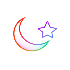 Obraz premium Colorful Gradient Crescent Moon and Star Icon