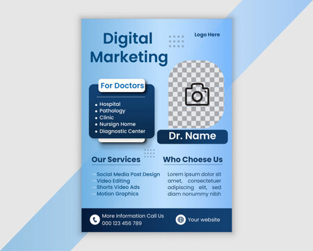 Clinic center social media post design banner and digital marketing healthcare flyer background template. A4 size template. 