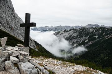 Lafatscher Joch at Karwendel mountains on Karwendel Hohenweg in Austria