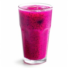 dragon fruit juice in a glass isolated on white background.