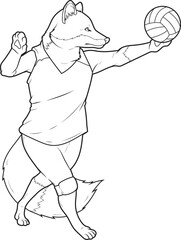 Fox Volleyball player Volleyball Animal Vector Graphic Art Illustration