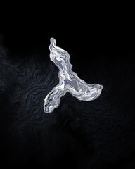 Naklejka premium an abstract, Y-shaped form with a smooth, liquid-like appearance, set against a dark background.