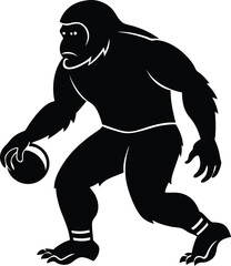 Fototapeta premium Bigfoot playing a football and handball ETC Bigfoot Soccer Illustration Clip Art Design Shape.