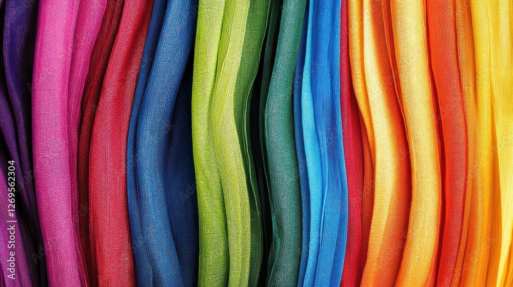Poster variety of colorful scarves in vertically oriented vibrant presentation