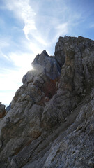 Stempeljoch at Karwendel mountains on Karwendel Hohenweg in Austria