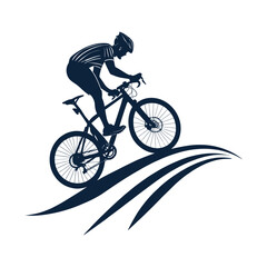 cyclist in action silhouette vector clip art design