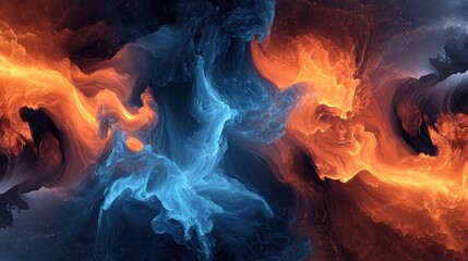 Abstract swirling fire and ice cosmic art