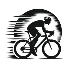 cyclist in action silhouette vector clip art design