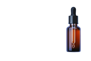 Fototapeta premium Luxurious face serum bottle with glass dropper showcasing clear serum drop