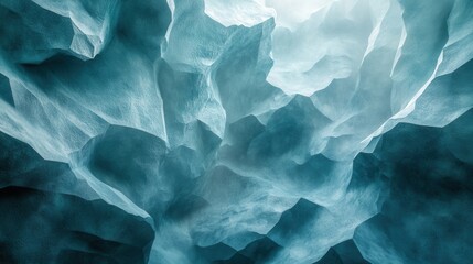 Obraz premium Geometric abstraction showcases teal and gray hues resembling an underwater canyon filled with shadows and textures