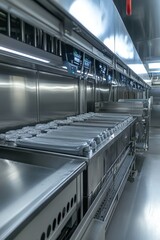 Fototapeta premium Metal machine interior with clean shiny surfaces.