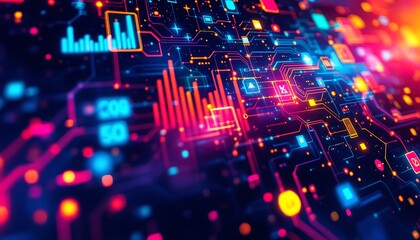 Fototapeta premium Technology growth colourful background