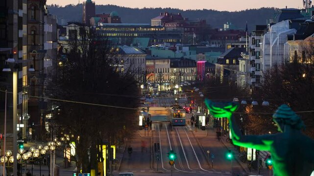 Timelapse of the iconic statue of Poseidon in Gothenburg, Sweden.