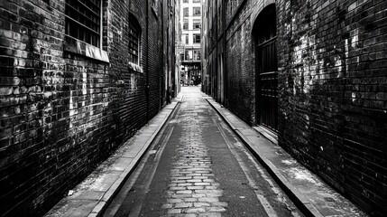 Fototapeta premium Quiet and Empty Narrow Alleyway in an Old Town Setting