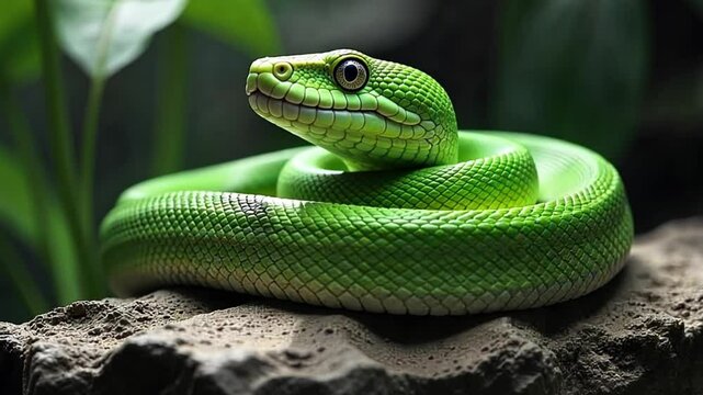 green snake on a tree