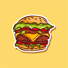 Vector Juicy Double Cheeseburger Illustration
