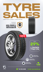An advertising flyer on the sale of wheels. Promo action. Web design. Finished printing products.