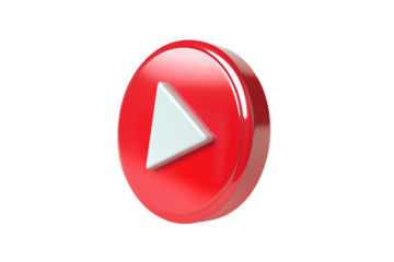 Interactive Play Button Icon for User-Friendly Media Controls Isolated on Transparent Background