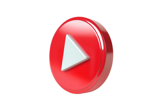 Interactive Play Button Icon for User-Friendly Media Controls Isolated on Transparent Background