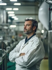Obraz premium Factory Worker in Lab Coat