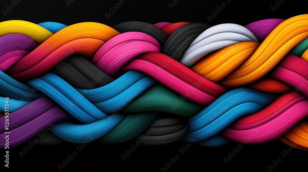 Poster abstract 3d background with colorful wavy lines and geometric patterns overlapping in high fidelity