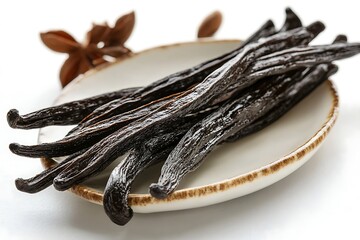 Black ceramic bowl isolated on white background. Top view. Copy space.