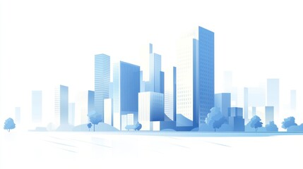 Fototapeta premium Modern city skyline, urban landscape, business district, clear sky, website banner