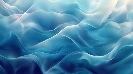 Obraz premium Overlapping translucent ribbons create a serene abstract atmosphere in blue, teal, and white tones, inviting a sense of tranquility