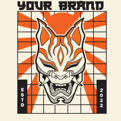 japanese fox mask vector, japanese mask	