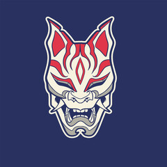 japanese fox mask vector, japanese mask	