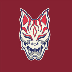 japanese fox mask vector, japanese mask	