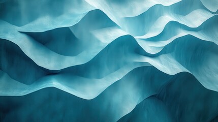 Fototapeta premium Abstract geometric design featuring turquoise and silver zigzag lines resembling cascading water layers in a modern artistic expression