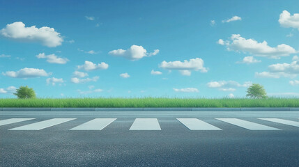 Fototapeta premium A road with a white line and a crosswalk