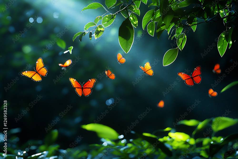 Wall mural  butterflies in rainforest